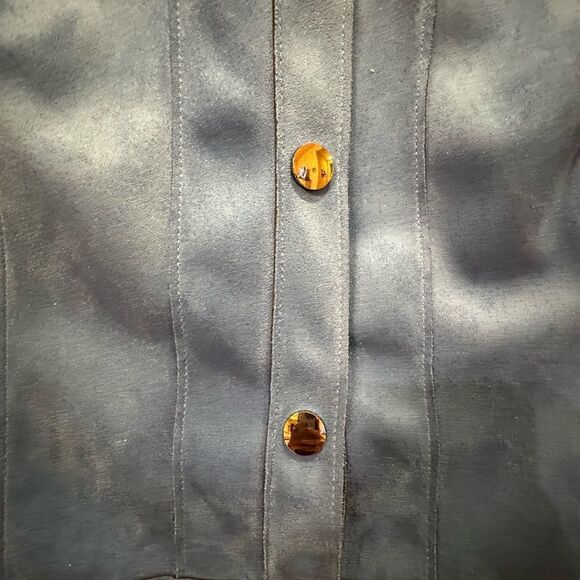 TRIBELLA Blazer Jacket Size L Faux Suede Micro-Denier Snaps Cobalt Blue - Picture 8 of 14